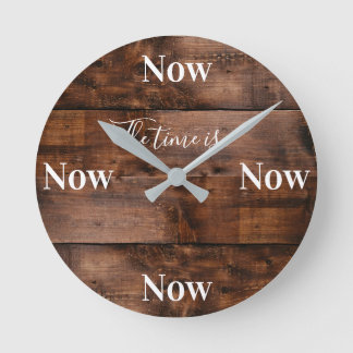 Horloge Ronde Arrière - plan Faux Wood