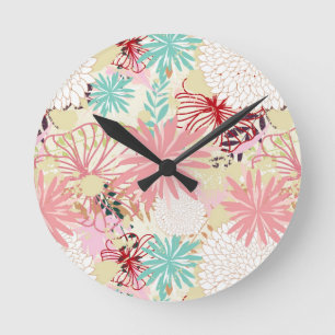 Horloge Ronde Arrière - plan floral 4