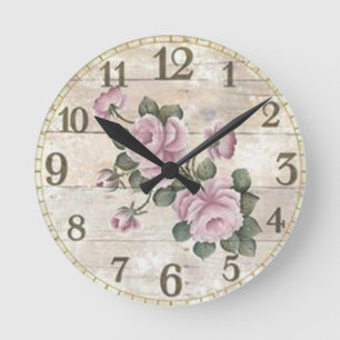 Horloge Ronde Arrondi Vintage (grand mur)/Roses