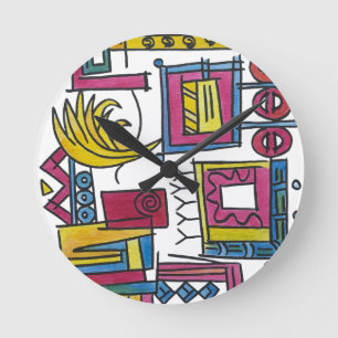 Horloge Ronde Art à l'aquarelle moderne illusoire-fantaisiste