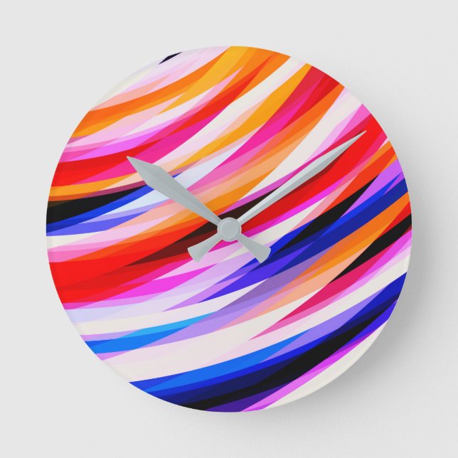 Horloge Ronde Art Abstrait aux couleurs vives (Recto)