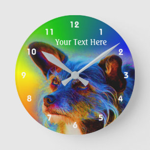 Horloge Ronde Art Abstrait de Chien Mélange Terrier Animal