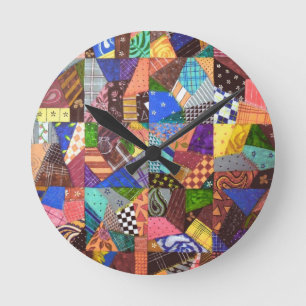 Horloge Ronde Art abstrait d'édredon de patchwork d'édredon fo