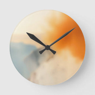 Horloge Ronde Art Abstrait Neutre Chaud Flou