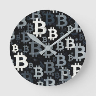Horloge Ronde Art de Bitcoin (BW #3) peinture à l'huile