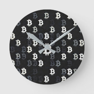Horloge Ronde Art de Bitcoin (BW #9) peinture à l'huile