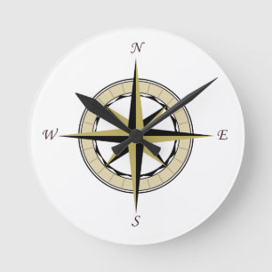 Horloge Ronde Art de rose de boussole