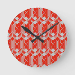 Horloge Ronde Art Deco Diamond Shapes and Lines