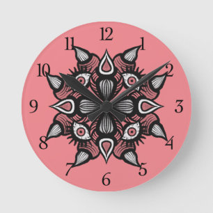 Horloge Ronde Art d'horreur rose Déplaisant Demon Créature