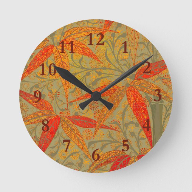 Horloge Ronde Art en bambou terrestre Vintage Imprimer orange (Recto)