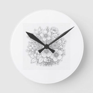 Horloge Ronde art floral