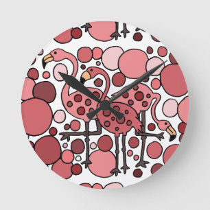 Horloge Ronde Art génial de Flamant rose