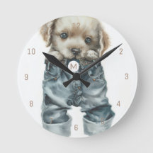 Art monogramme de chiot mignon en jeans