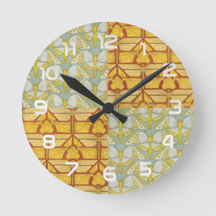 Horloge Ronde Art Nouveau vintage de grille de motif de la natur