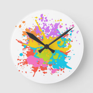 Horloge Ronde Artisan peinture éclaboussures conception grande h