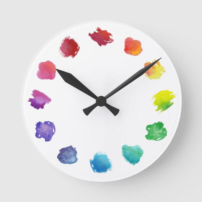 Horloge Ronde Artiste Aquarelle Peinture Palette Mur Acrylique H (Recto)