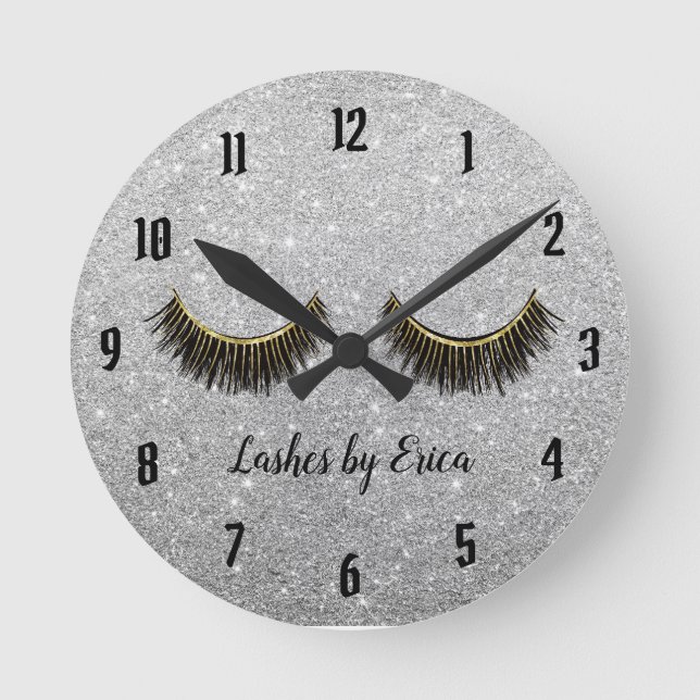 Horloge Ronde Artiste maquillage Parties scintillant d'argent mo (Recto)