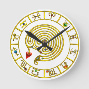 Horloge Ronde ASTRAL LABYRINTH GOLD ZODIAC CHART Astrologie
