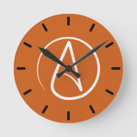 Atheist symbole: white on burnt orange