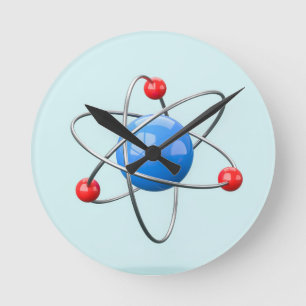Horloge Ronde atome 3D avec âme bleue