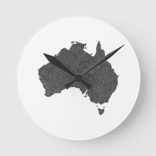 Horloge Ronde Australie Carte Design avec des frontières cachées