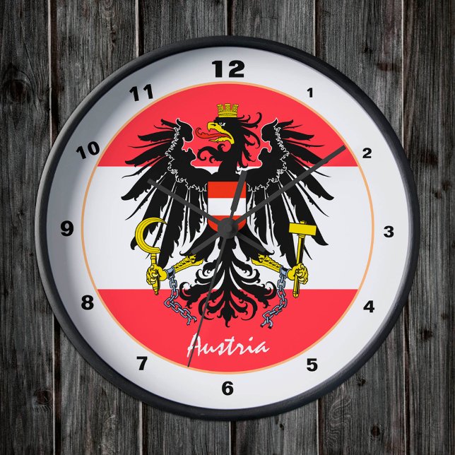 Horloge Ronde Austrian Flag, Eagle & Austria fashion /design (Créateur téléchargé)