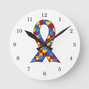 Horloge Ronde Autism Awareness  Ribbon