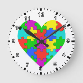 Horloge Ronde Autisme puzzle amour