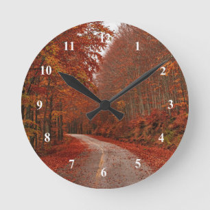 Horloge Ronde Automne Feuilles rouges photo