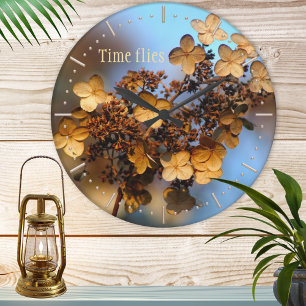 Horloge Ronde Autumn Hydrangea Time Flies