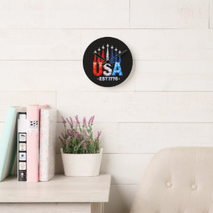 Horloge Ronde Avions de combat du 4 juillet Usa Patriotique