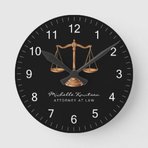 Horloge Ronde Avocat professionnel Procureur luxe Black Gold