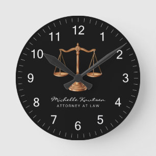 Horloge Ronde Avocat professionnel Procureur luxe Black Gold