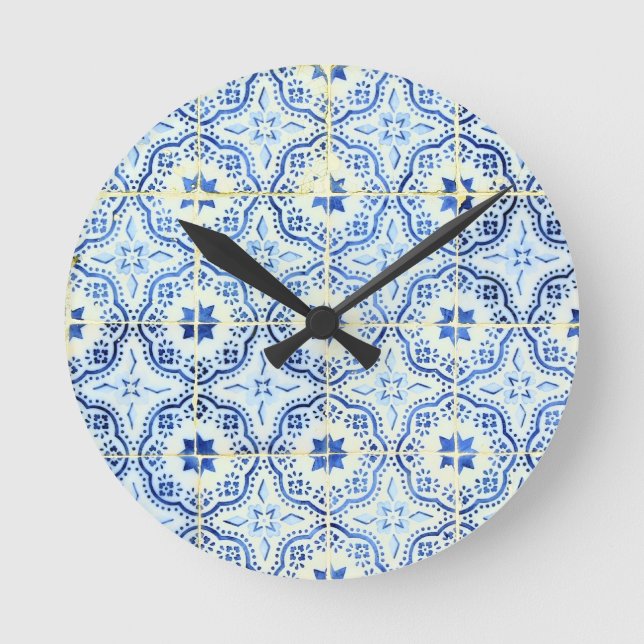 Horloge Ronde Azulejos, Carreaux portugais (Recto)