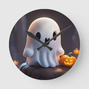 Horloge Ronde Baby Ghost Déplaisant mignon caractère Halloween