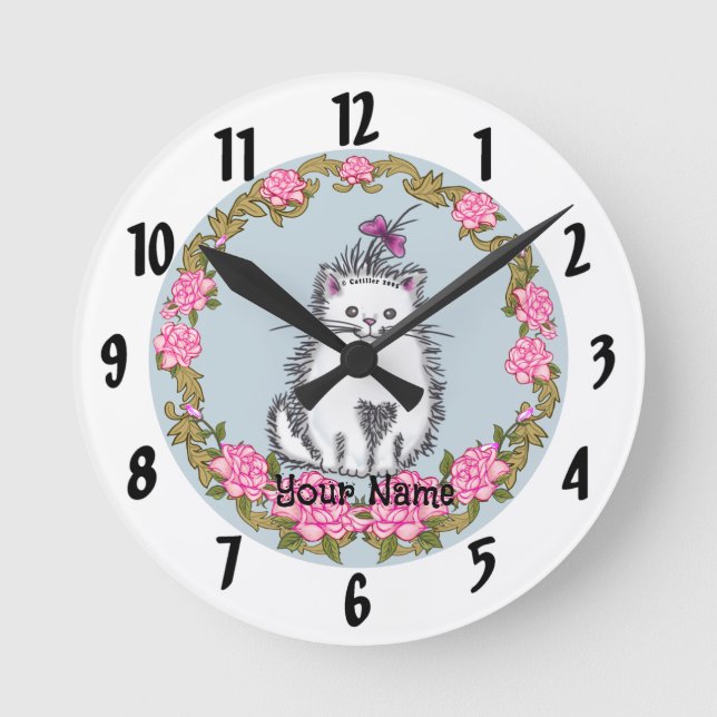 Horloge Ronde Baby Kitten Cat Clock (Recto)