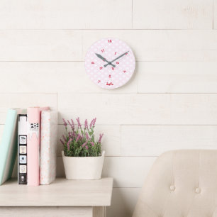 Horloge Ronde Baby Rose Hearts Nom personnalisé Filles Enfants D