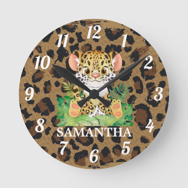 Horloge Ronde Baby shower Animaux sauvages (Recto)