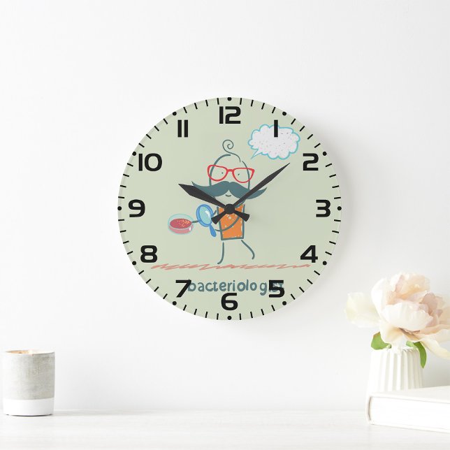 Horloge Ronde Bactériologiste drôle scientifique avec grande mou (Créateur téléchargé)