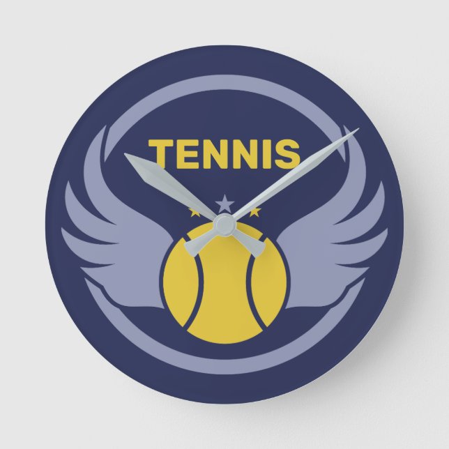 Horloge Ronde Bal de tennis en texte personnalisé avec ailes (Recto)
