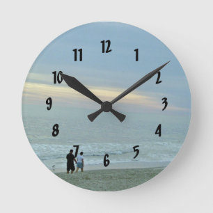 Horloge Ronde Balade Romantique Le Long De La Plage