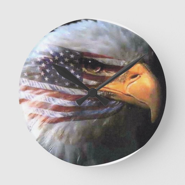 Horloge Ronde Bald Eagle - drapeau américain (Recto)