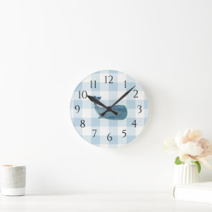 Horloge Ronde Baleine bleue marine En vichy Motif