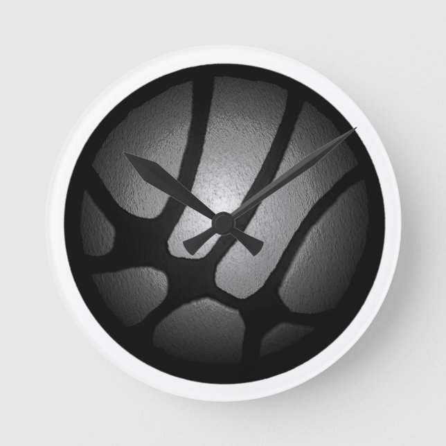 Horloge Ronde Balle de basketball en argent métallique moderne (Recto)