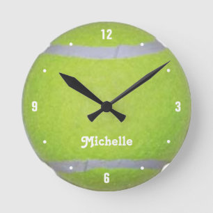 Horloge Ronde Balle de tennis verte personnalisée