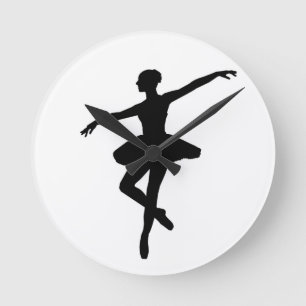 Horloge Ronde Ballet simple Ballerina noir blanc