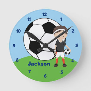 Horloge Ronde Ballon de football personnalisé Garçons Chambre d'