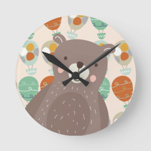 Horloge Ronde Ballons Whimsical à air chaud