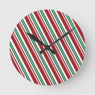 Horloge Ronde Bande de menthe rouge et verte