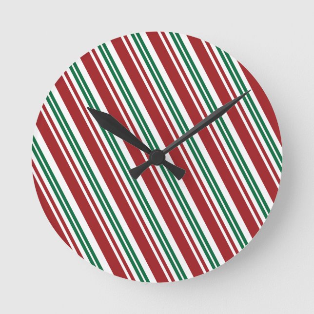 Horloge Ronde Bande de menthe rouge et verte (Recto)